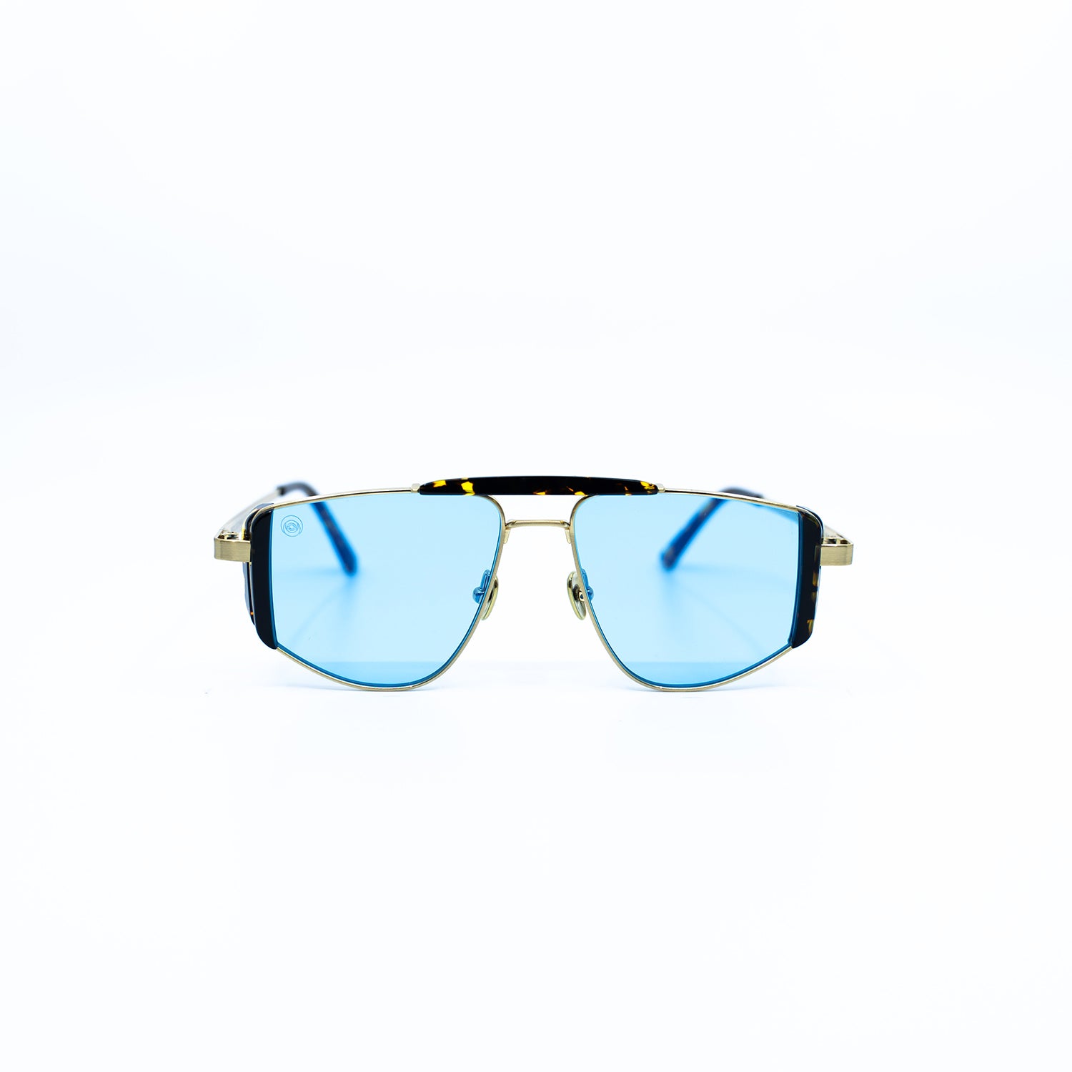 Five-O Sunglasses with Havana Frame & Light Blue Lens