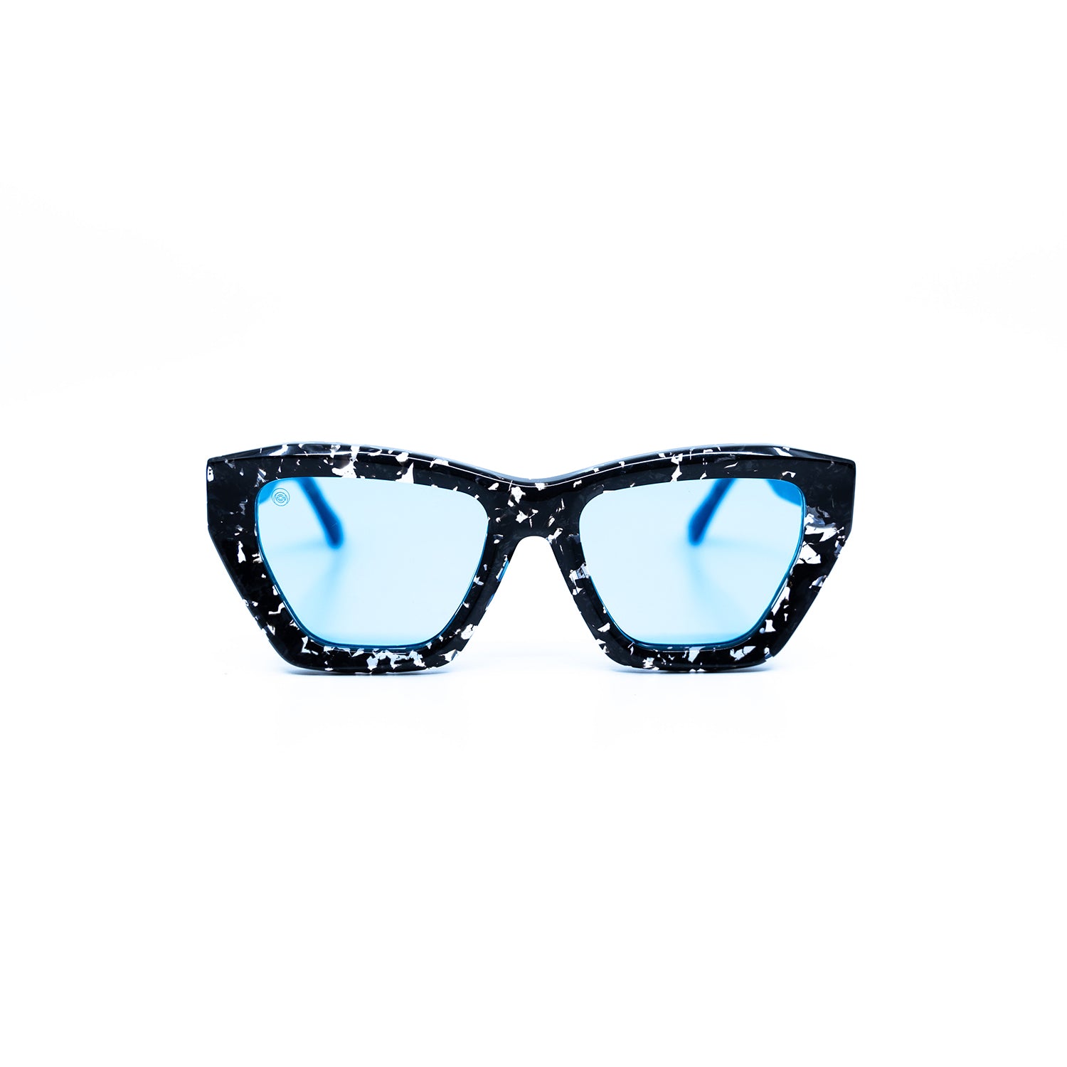 Osca Sunglasses with Demi Frame & Light Blue Lens