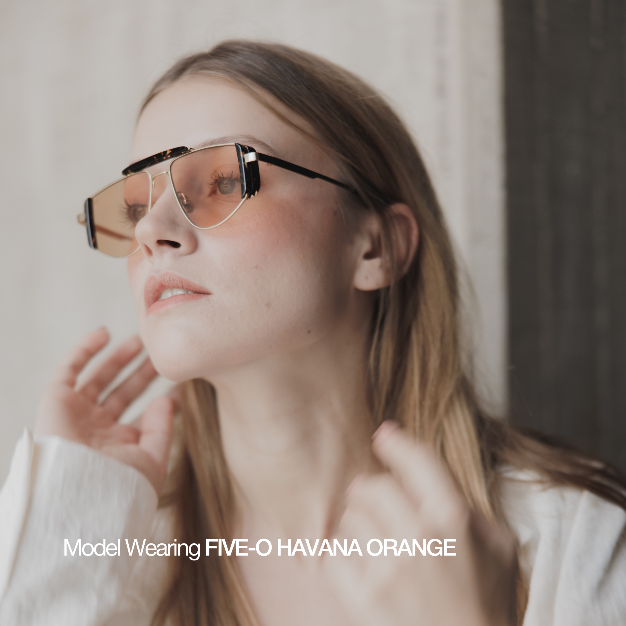 Five-O Sunglasses with Havana Frame & Blue Lens