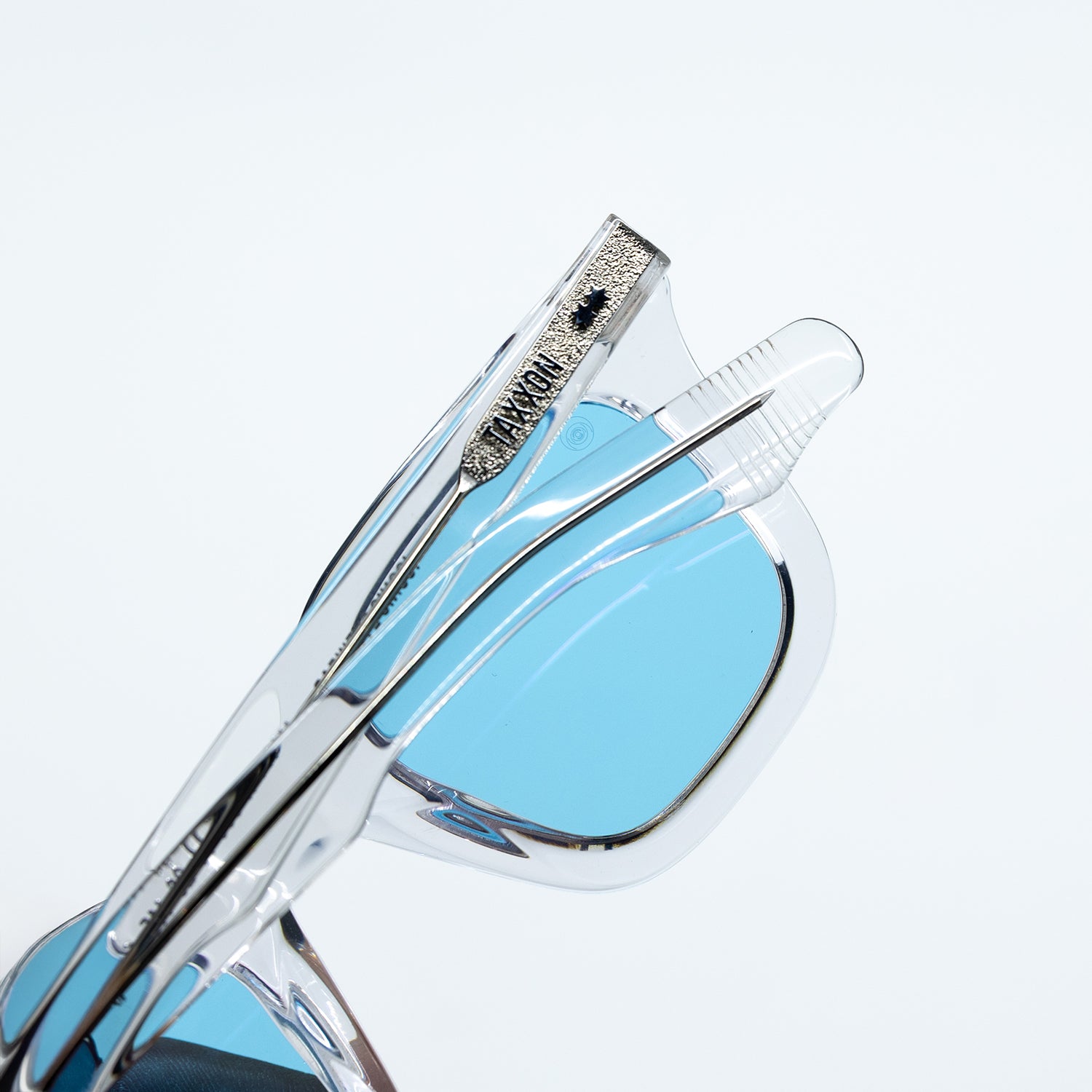 Zid Sunglasses with Clear Frame & Light Blue Lens