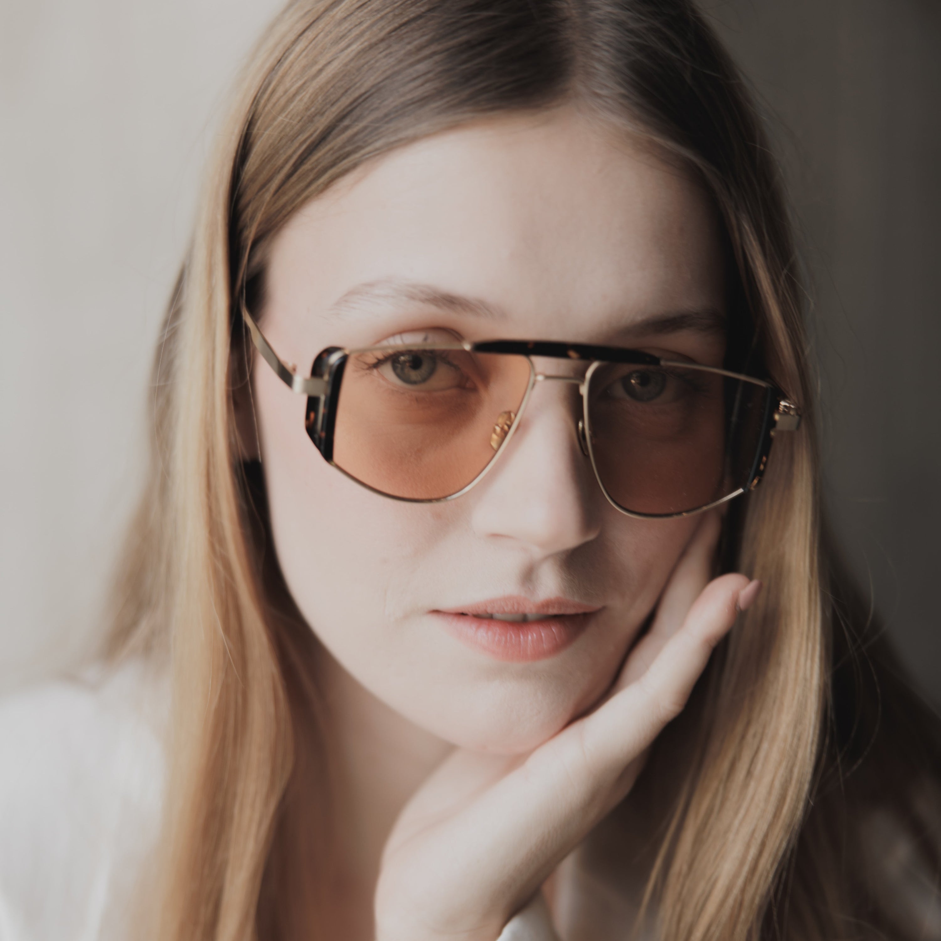 Five-O Sunglasses with Havana Frame & Orange Lens