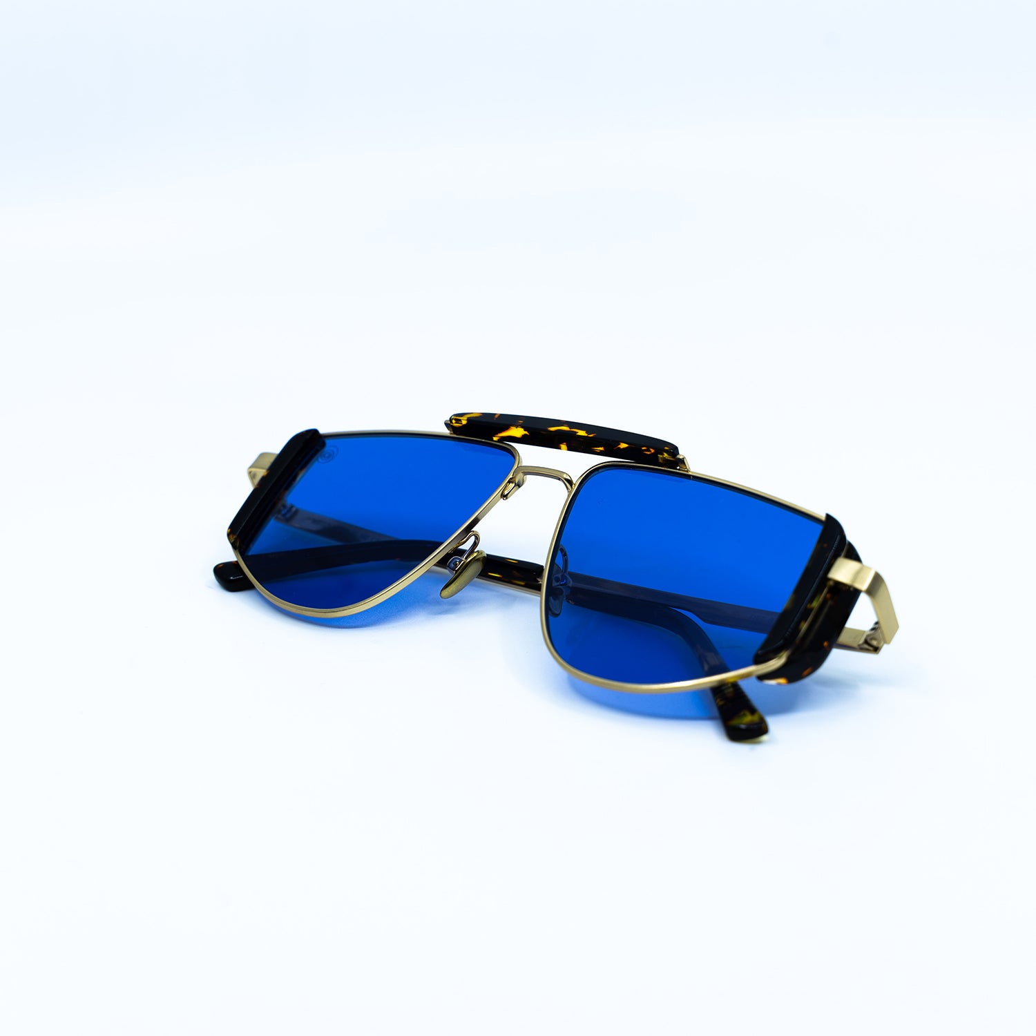 Five-O Sunglasses with Havana Frame & Blue Lens