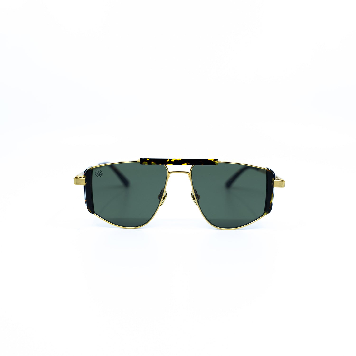 Five-O Sunglasses with Havana Frame & Green Lens