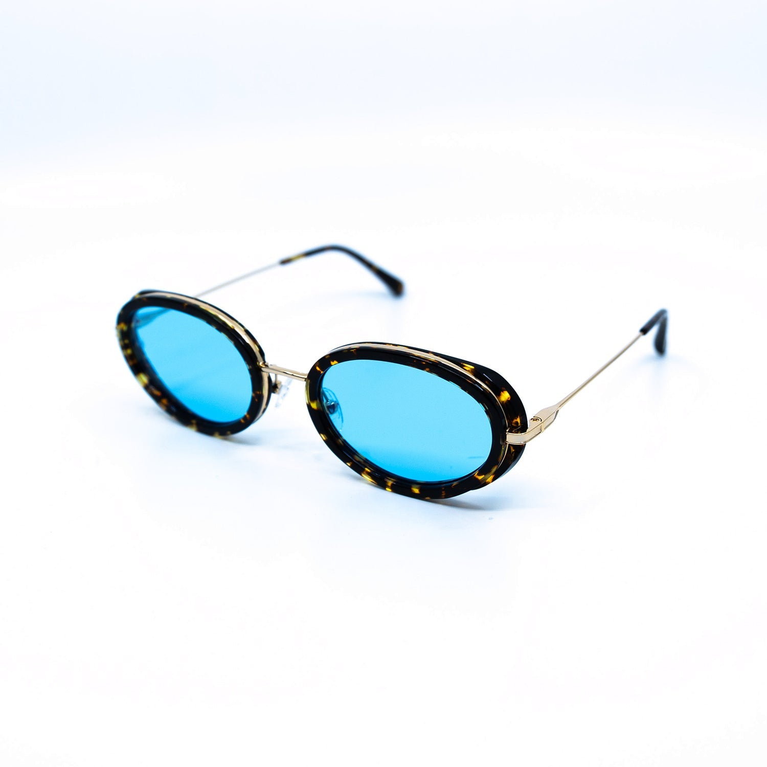 Gala Sunglasses with Havana Frame & Light Blue Lens