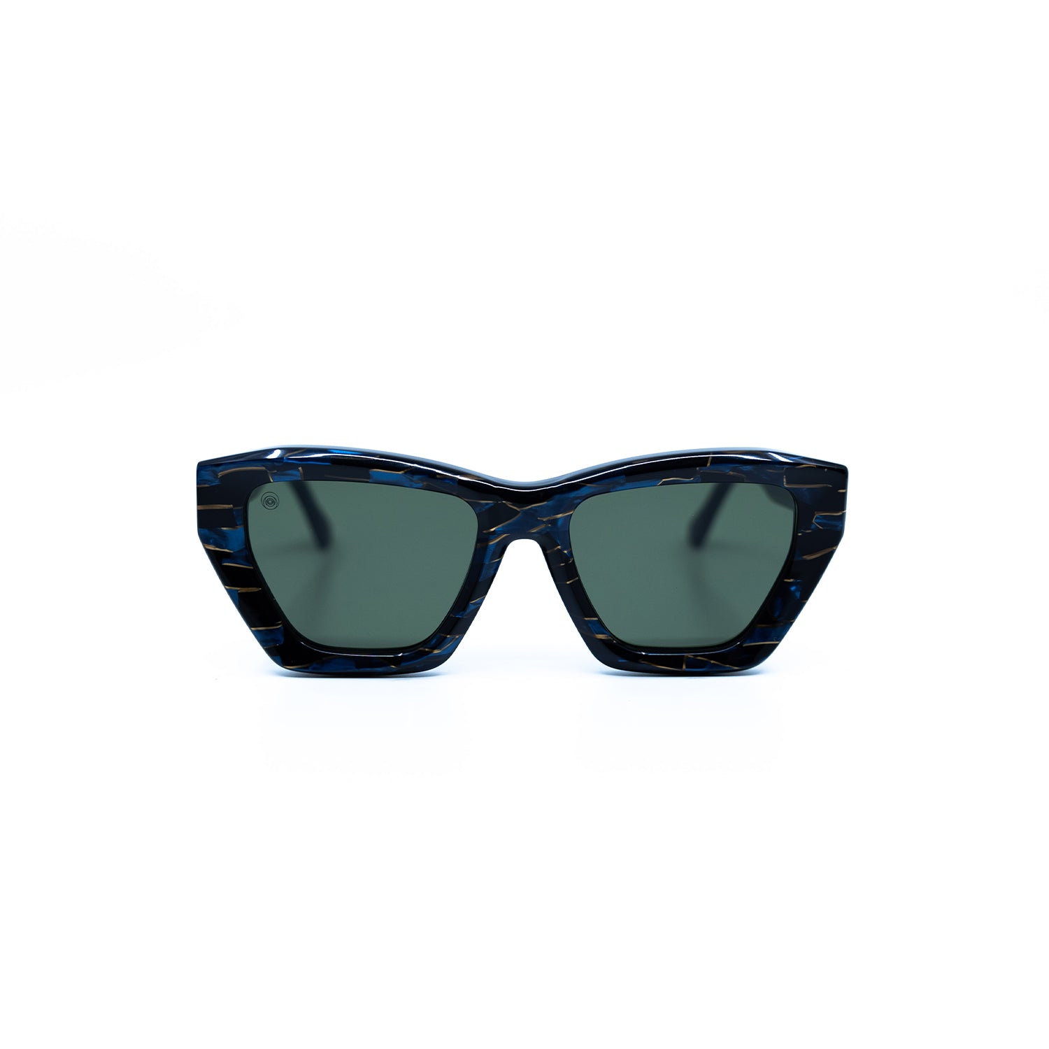 Osca Sunglasses with Azurite Frame & Green Lens