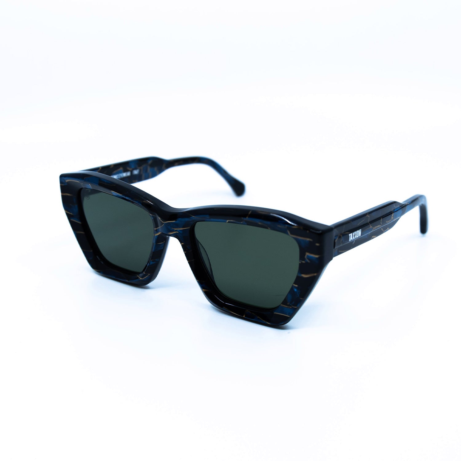 Osca Sunglasses with Azurite Frame & Green Lens
