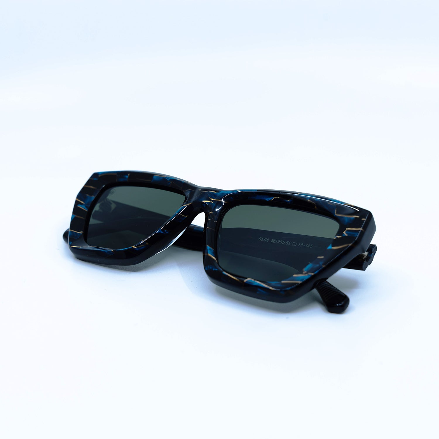 Osca Sunglasses with Azurite Frame & Green Lens