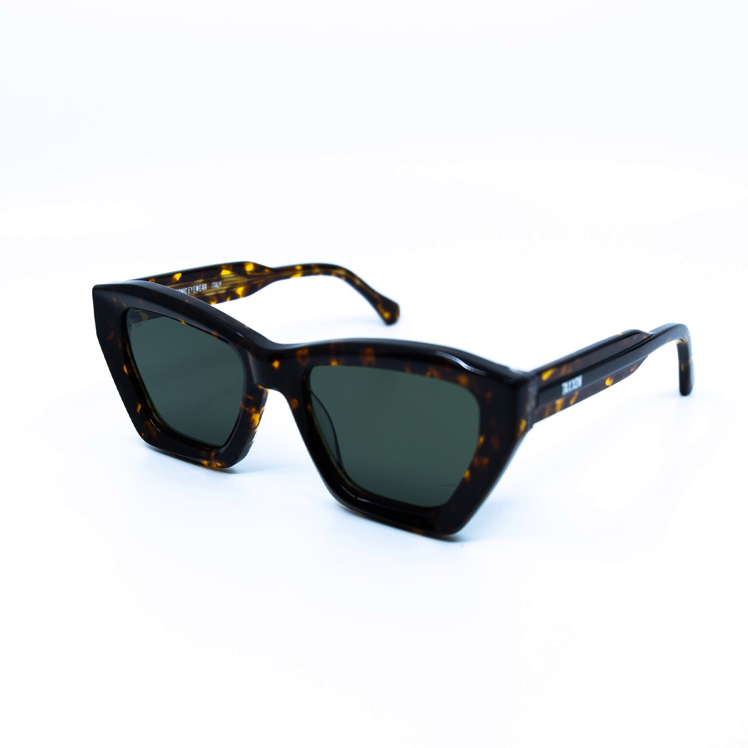 Osca Sunglasses with Havana Frame & Green Lens