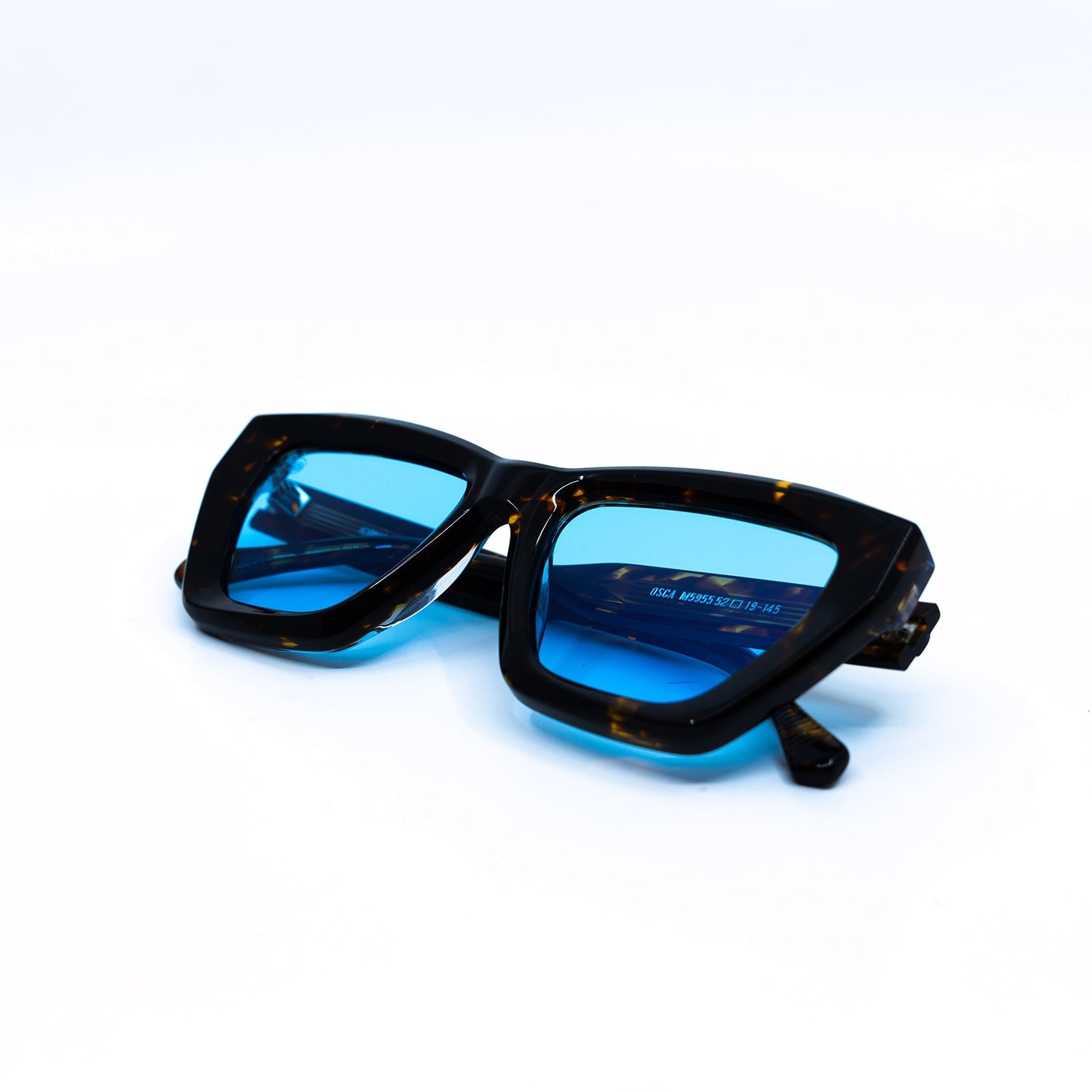 Osca Sunglasses with Havana Frame & Light Blue Lens