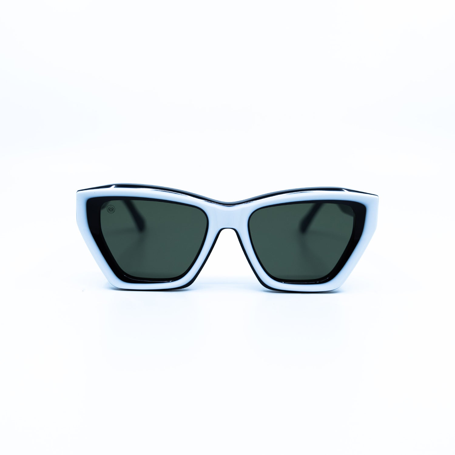 Osca Sunglasses with White Frame & Green Lens
