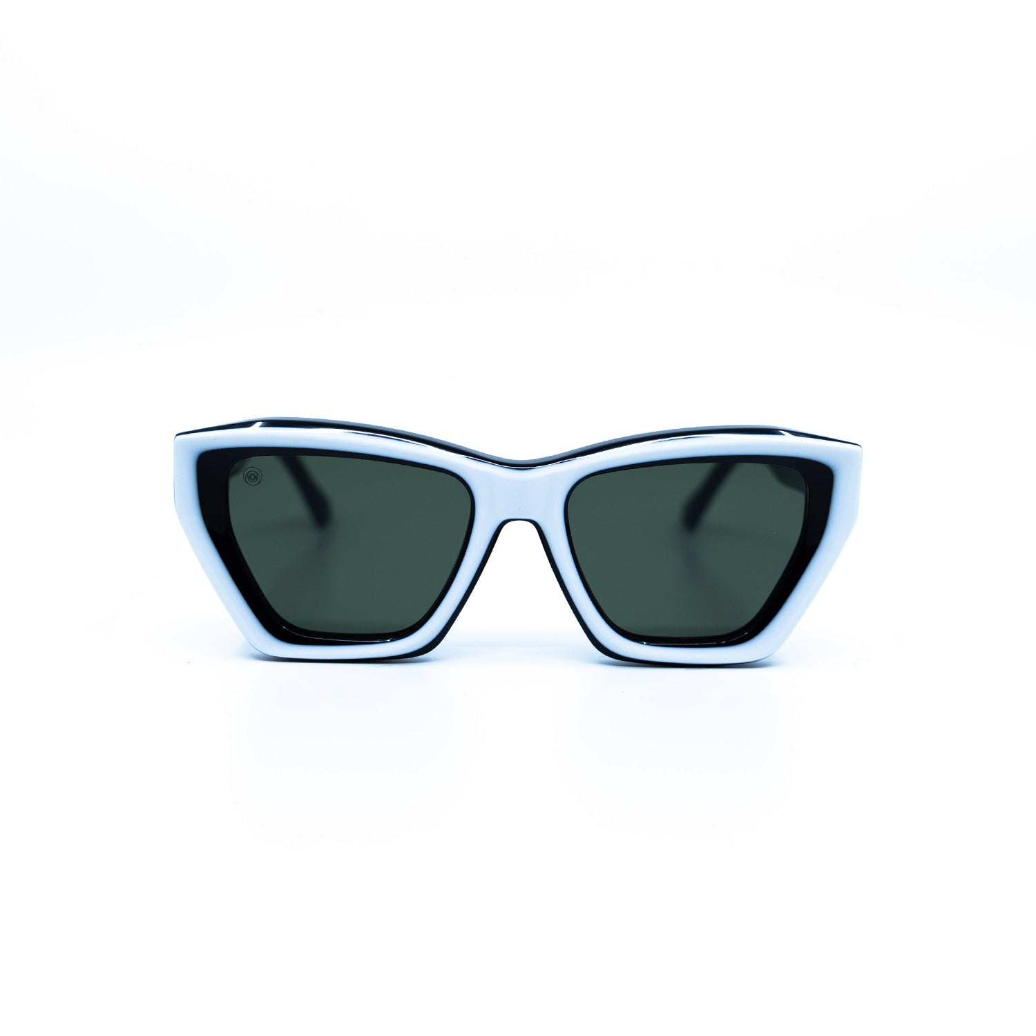 Osca Sunglasses with White Frame & Green Lens