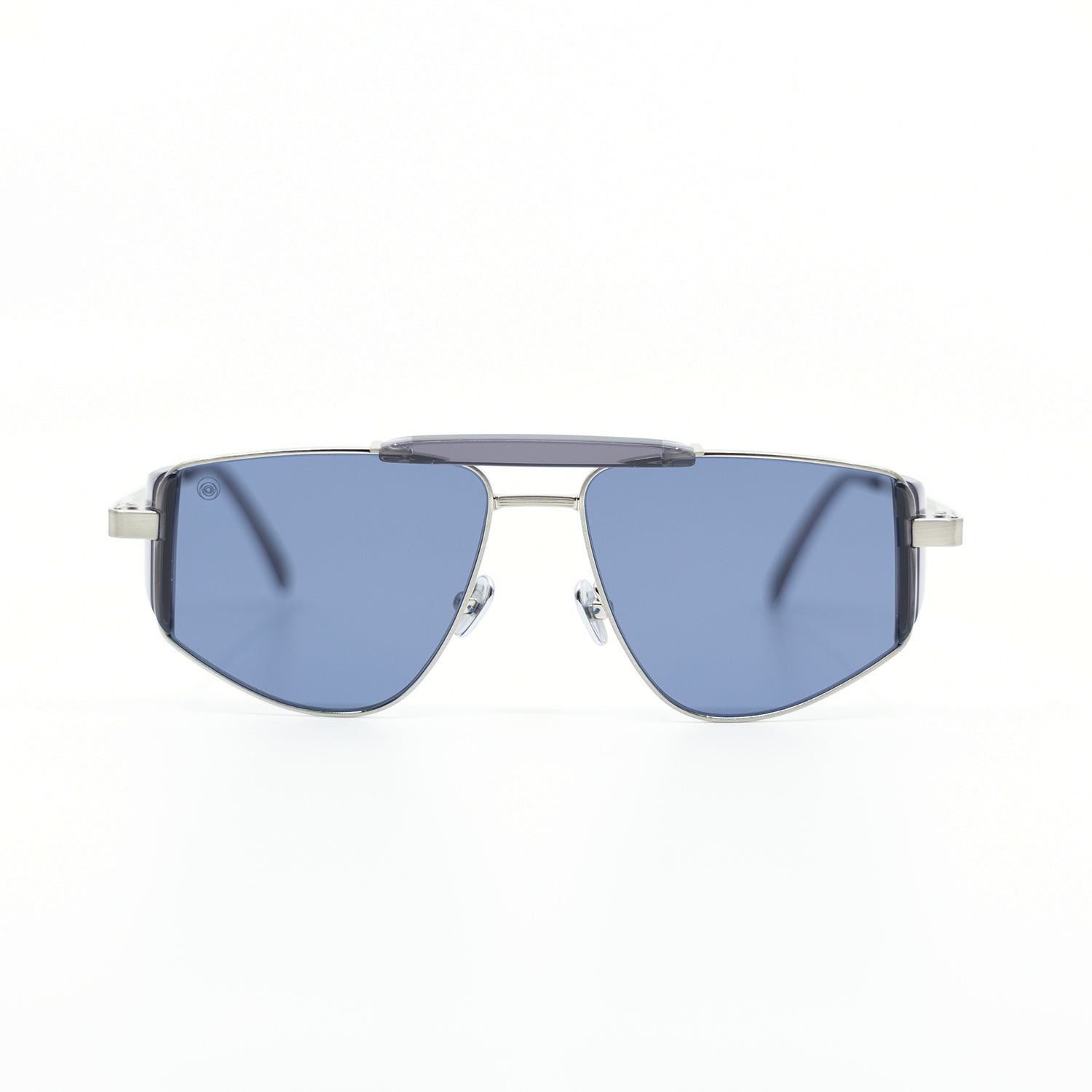 Five-O Sunglasses with Silver Frame & Navy Blue Lens