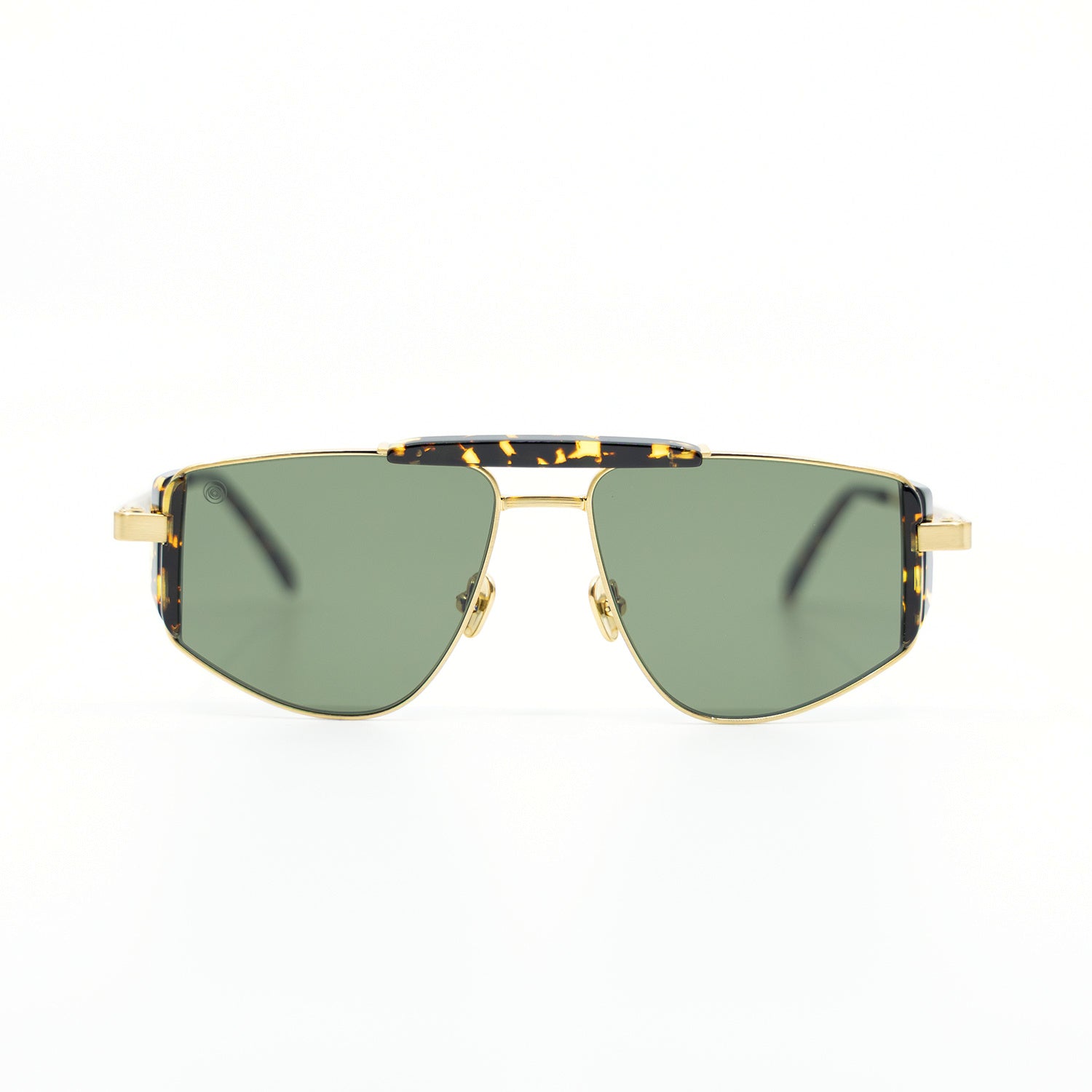 Five-O Sunglasses with Havana Frame & Green Lens