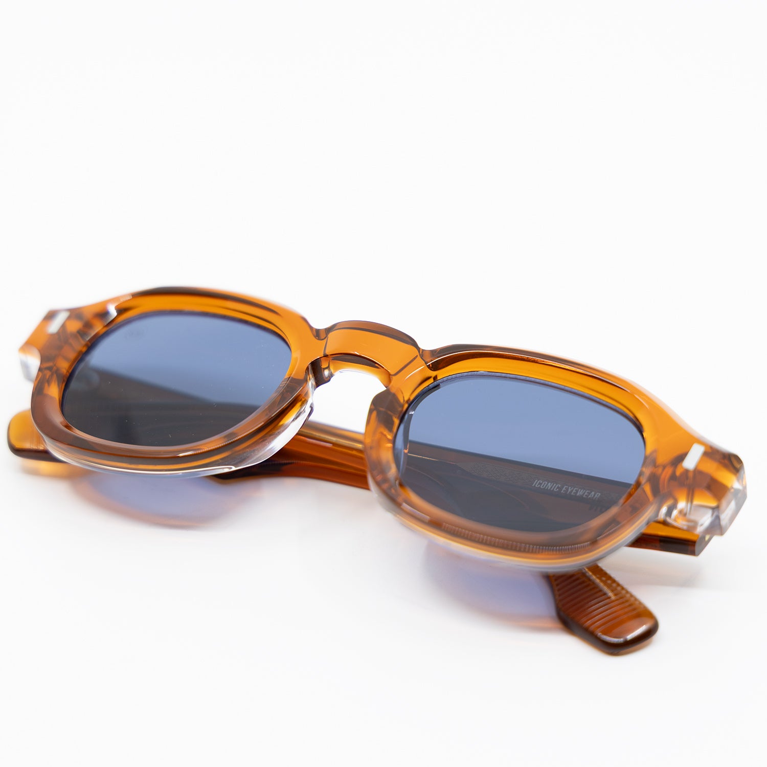 Tom Sunglasses with Amber Frame & Navy Blue Lens