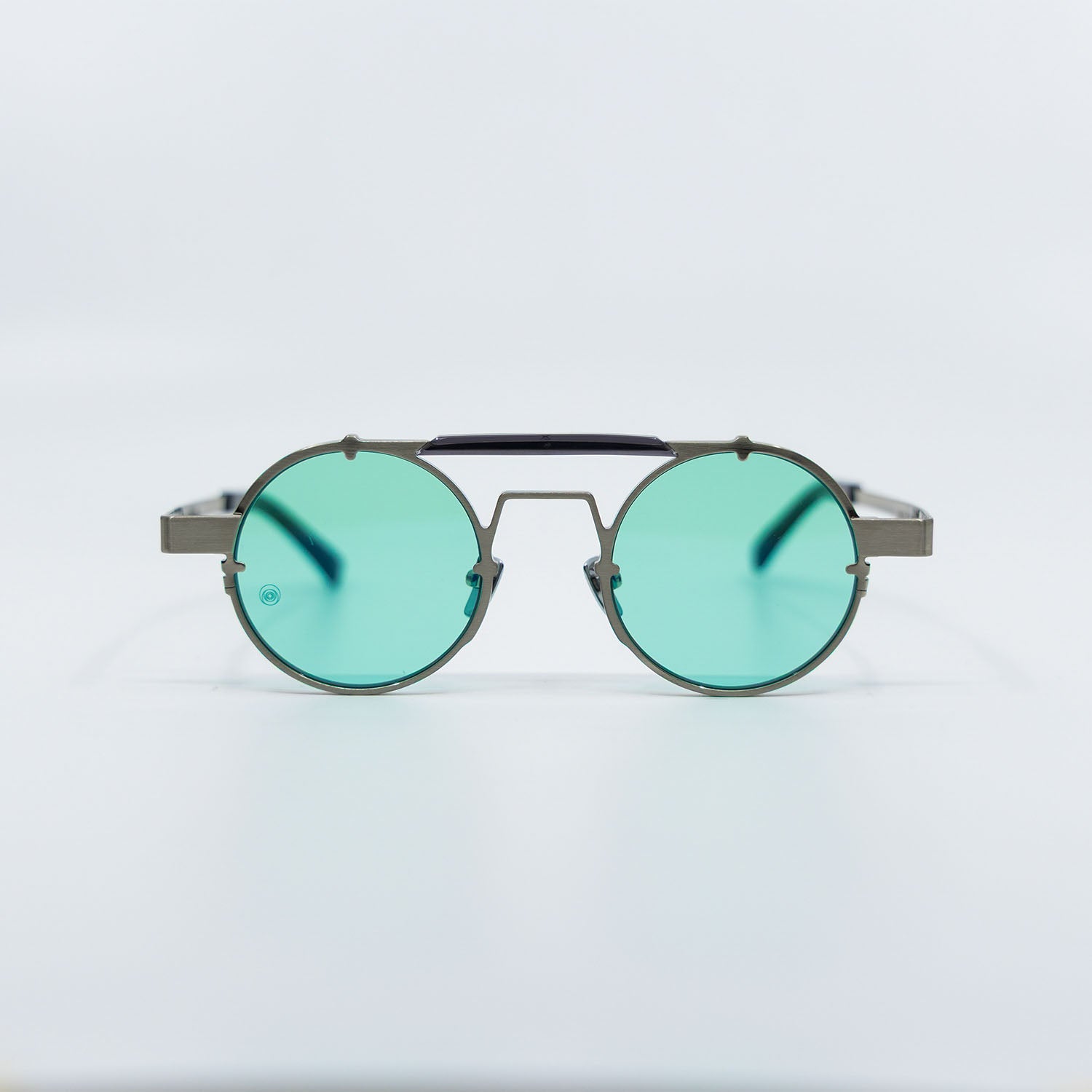 Lennon Sunglasses with Silver Frame & Aqua Lens