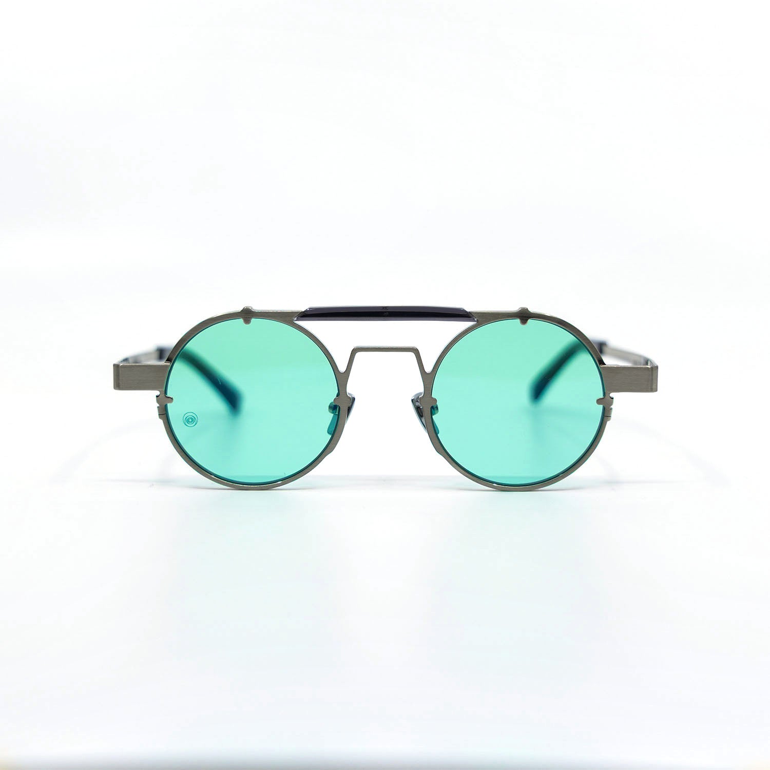 Lennon Sunglasses with Silver Frame & Aqua Lens
