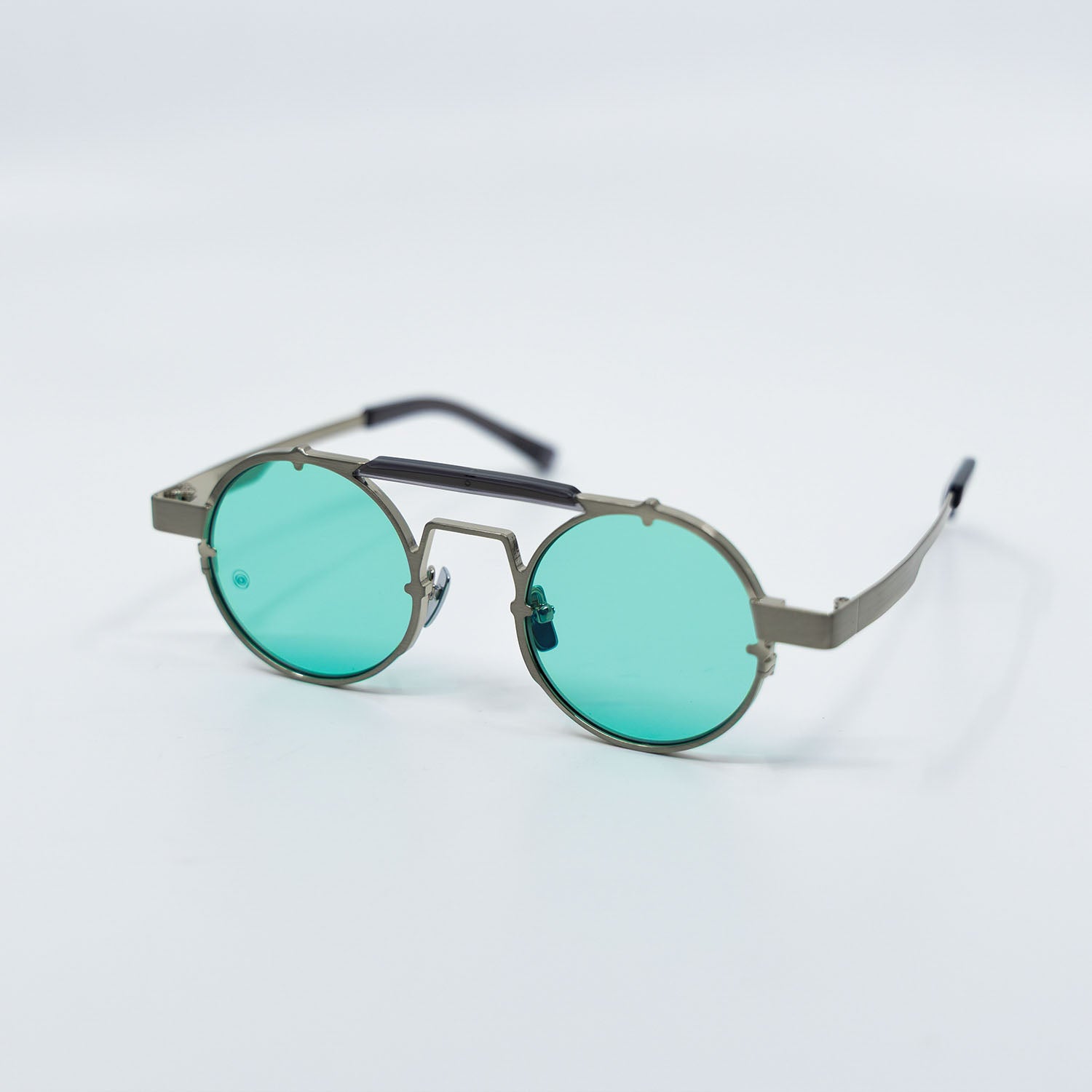 Lennon Sunglasses with Silver Frame & Aqua Lens