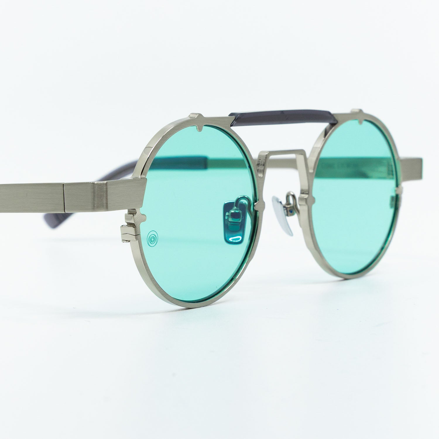 Lennon Sunglasses with Silver Frame & Aqua Lens
