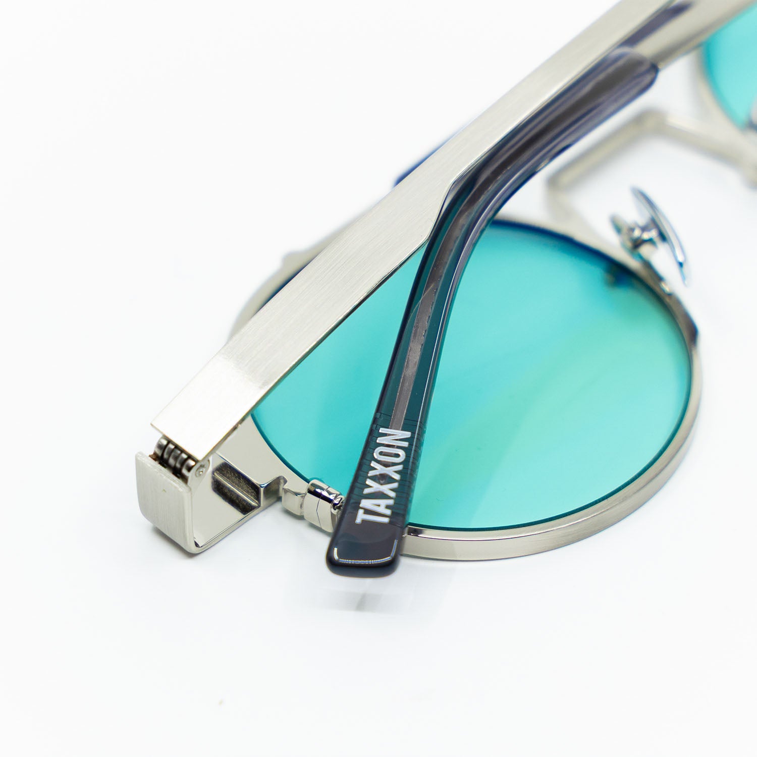 Lennon Sunglasses with Silver Frame & Aqua Lens