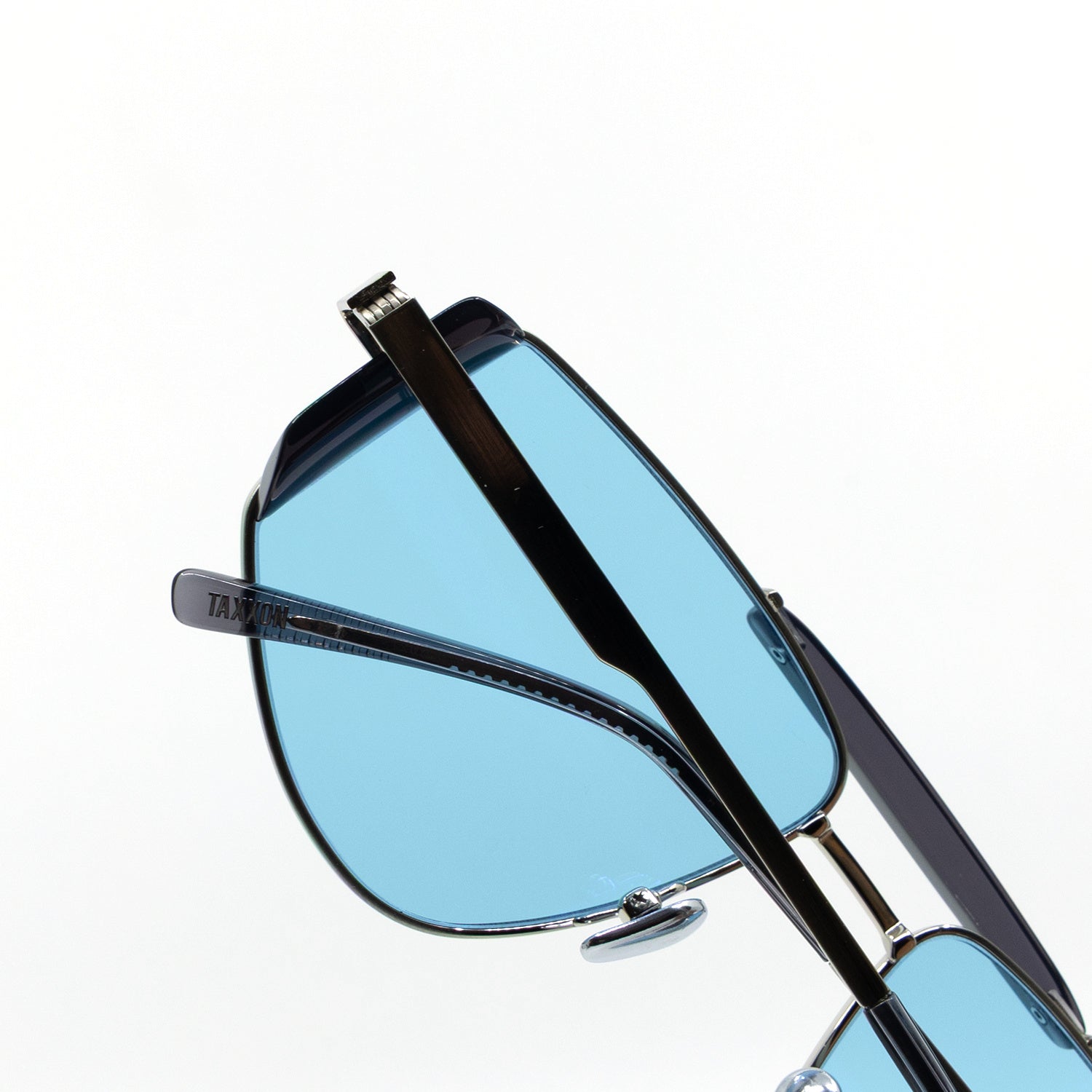 Five-O Sunglasses with Silver Frame & Light Blue Lens