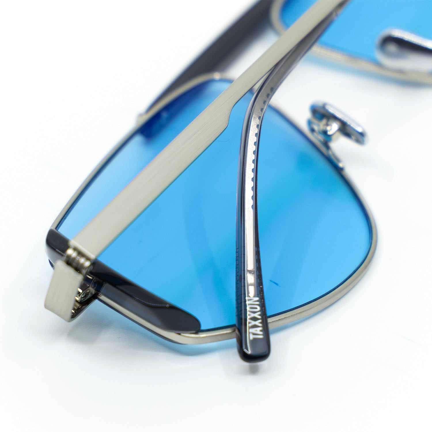 Five-O Sunglasses with Silver Frame & Light Blue Lens