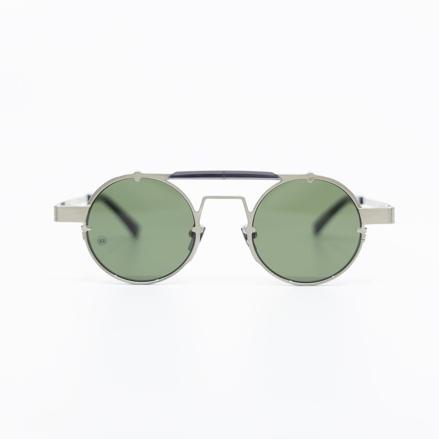 Lennon Sunglasses with Silver Frame & Green Lens