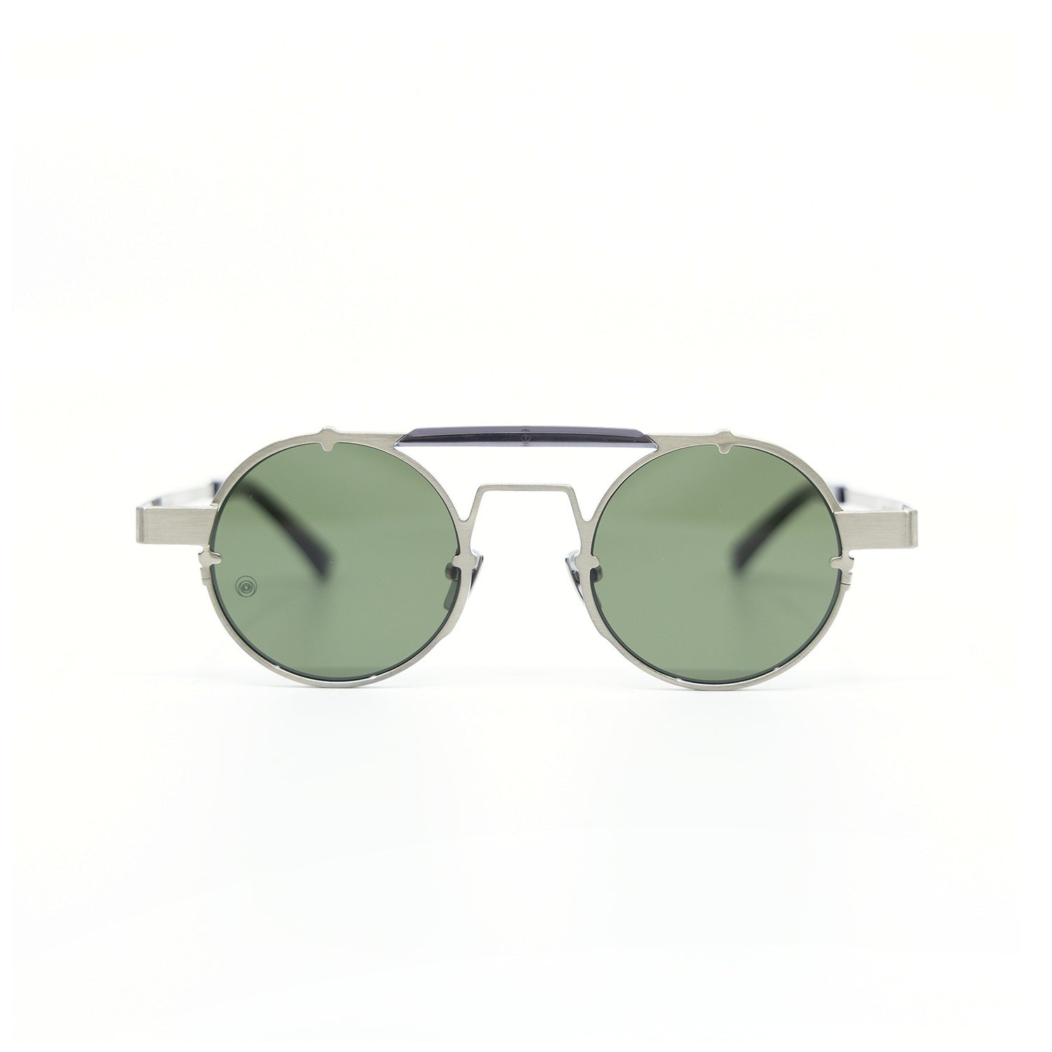 Lennon Sunglasses with Silver Frame & Green Lens