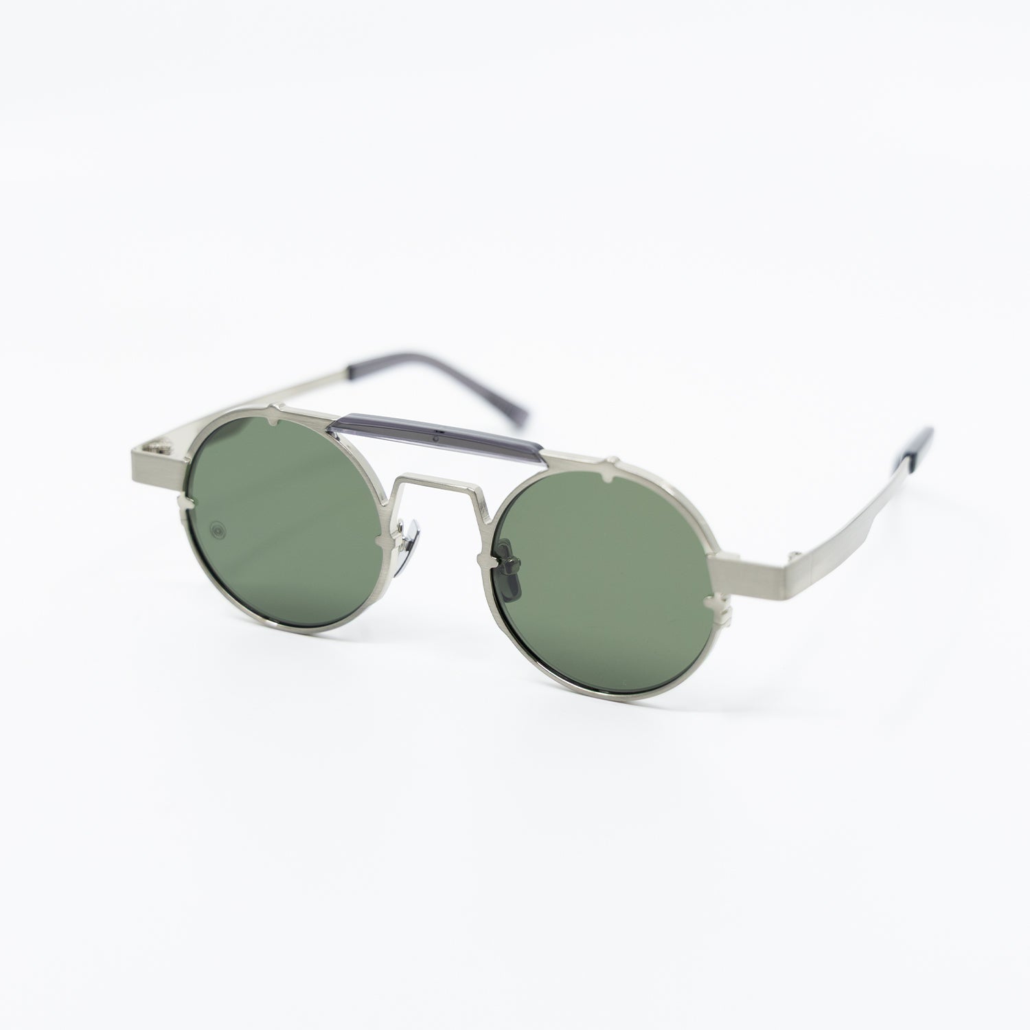 Lennon Sunglasses with Silver Frame & Green Lens