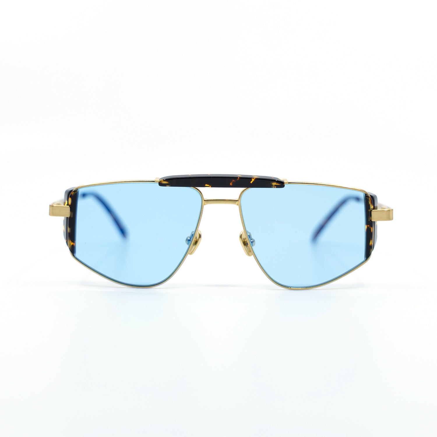 Five-O Sunglasses with Havana Frame & Light Blue Lens