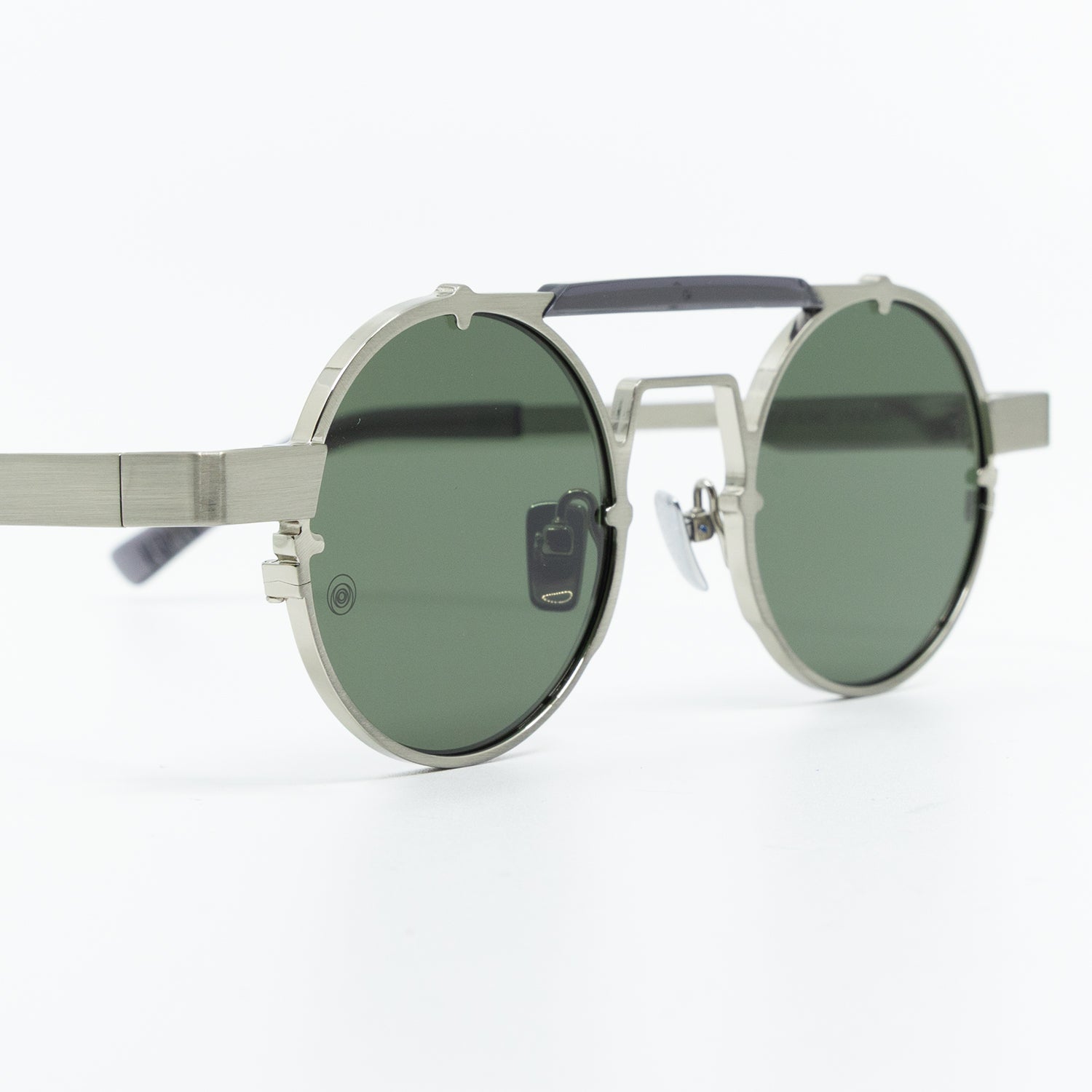 Lennon Sunglasses with Silver Frame & Green Lens