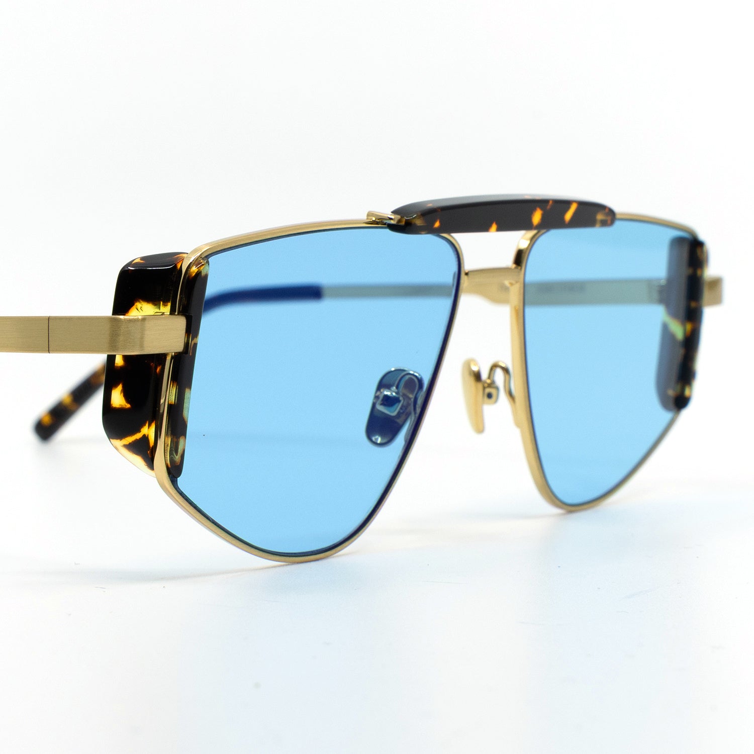 Five-O Sunglasses with Havana Frame & Light Blue Lens