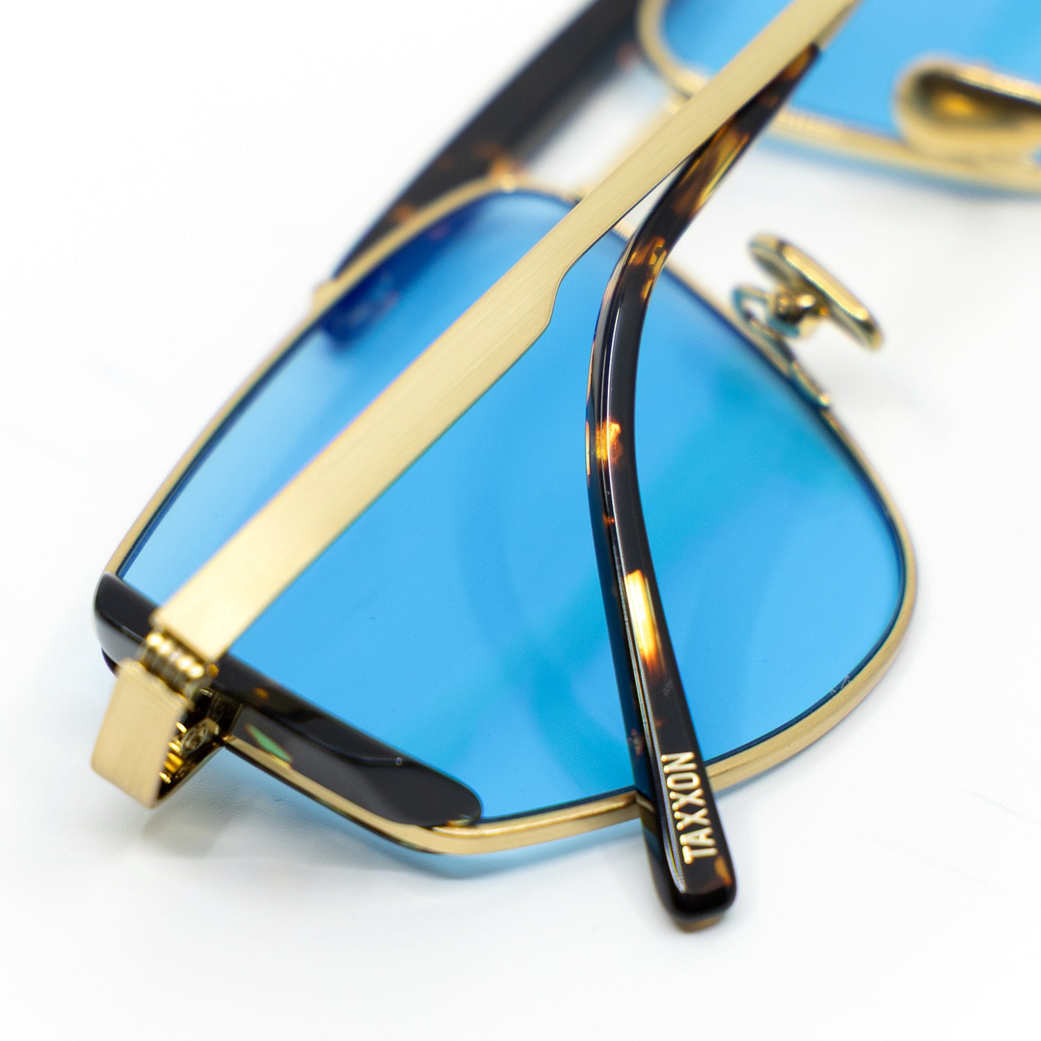 Five-O Sunglasses with Havana Frame & Light Blue Lens