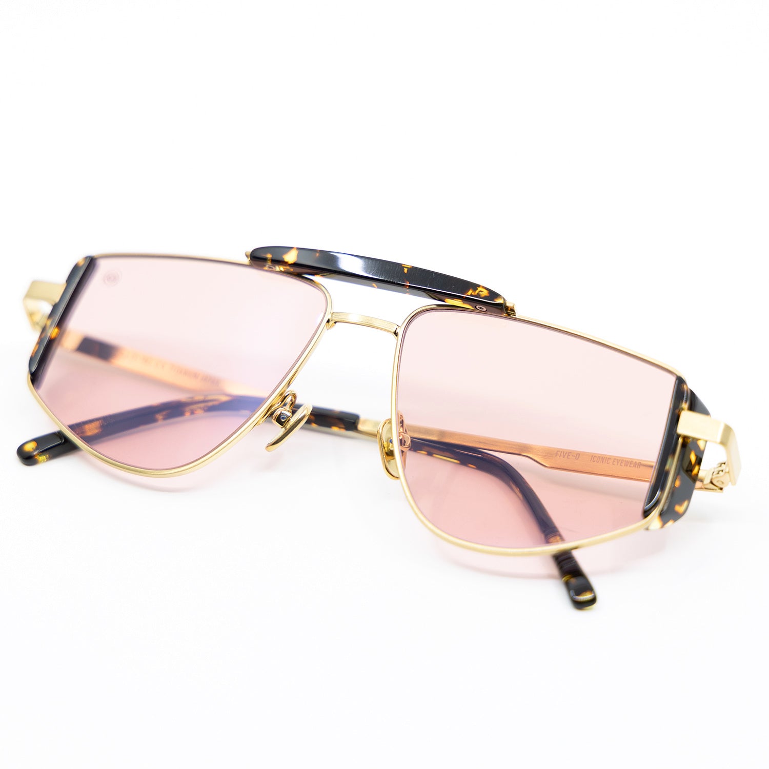 Five-O Sunglasses with Havana Frame & Red Lens