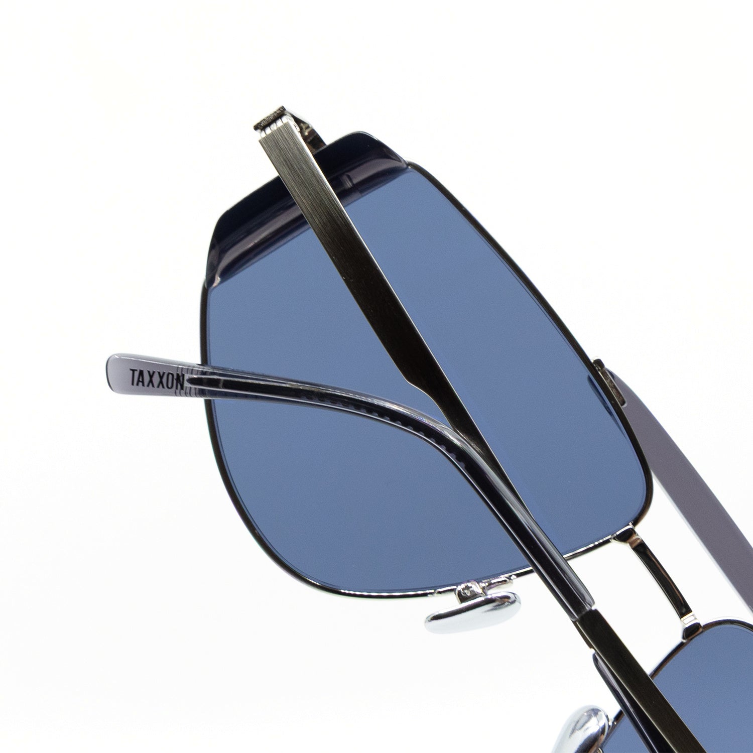 Five-O Sunglasses with Silver Frame & Navy Blue Lens