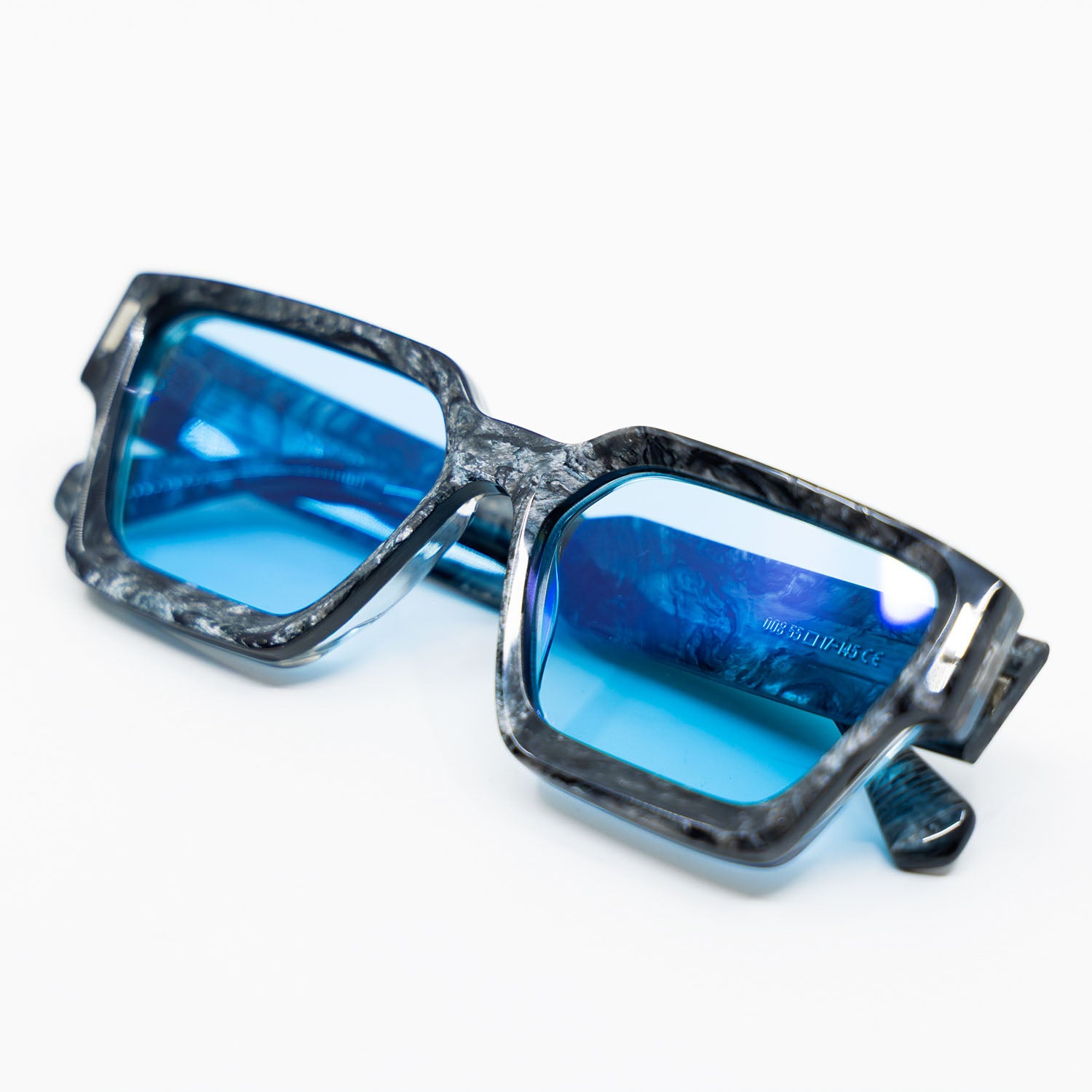 008 Sunglasses with Marble Frame & Light Blue Lens