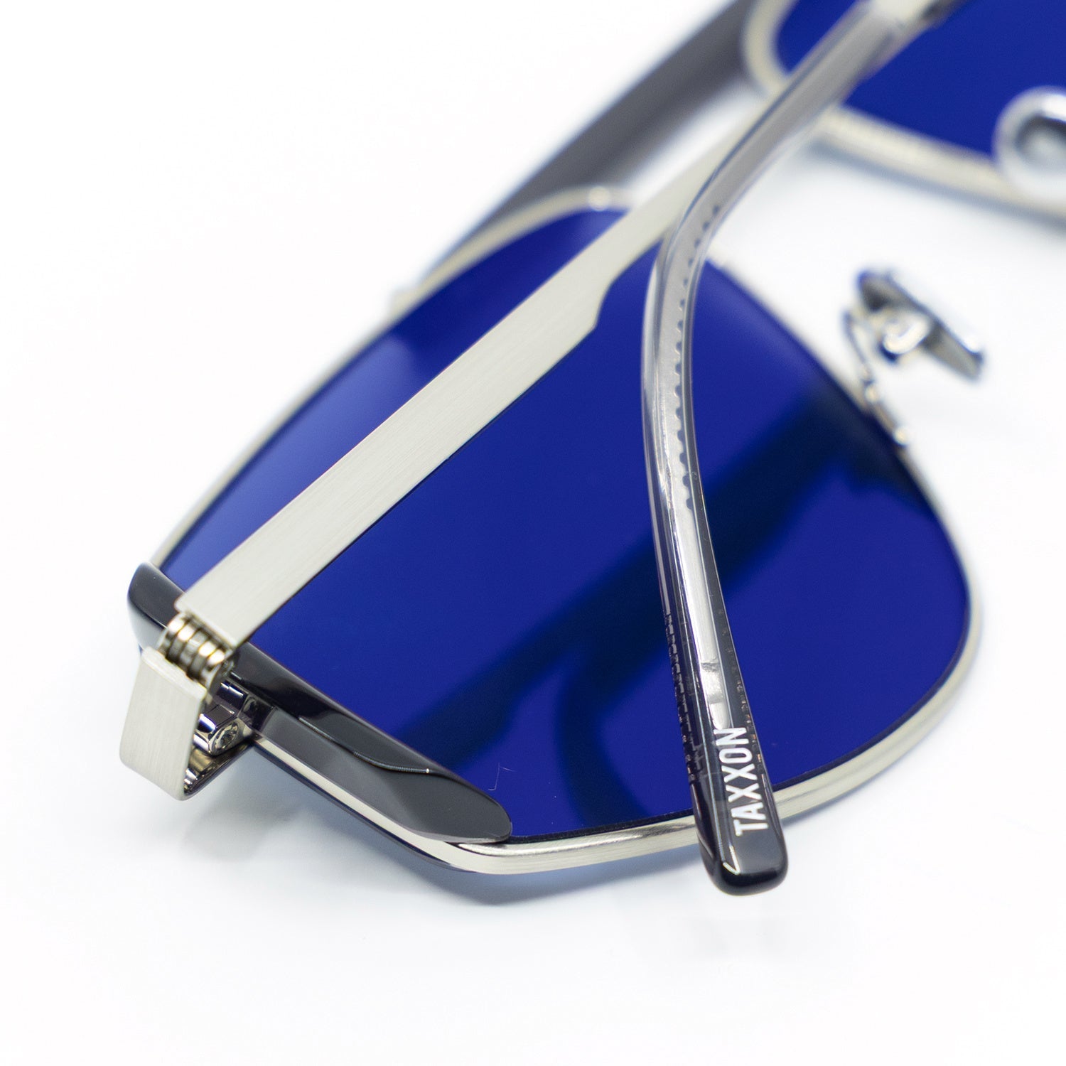 Five-O Sunglasses with Silver Frame & Navy Blue Lens