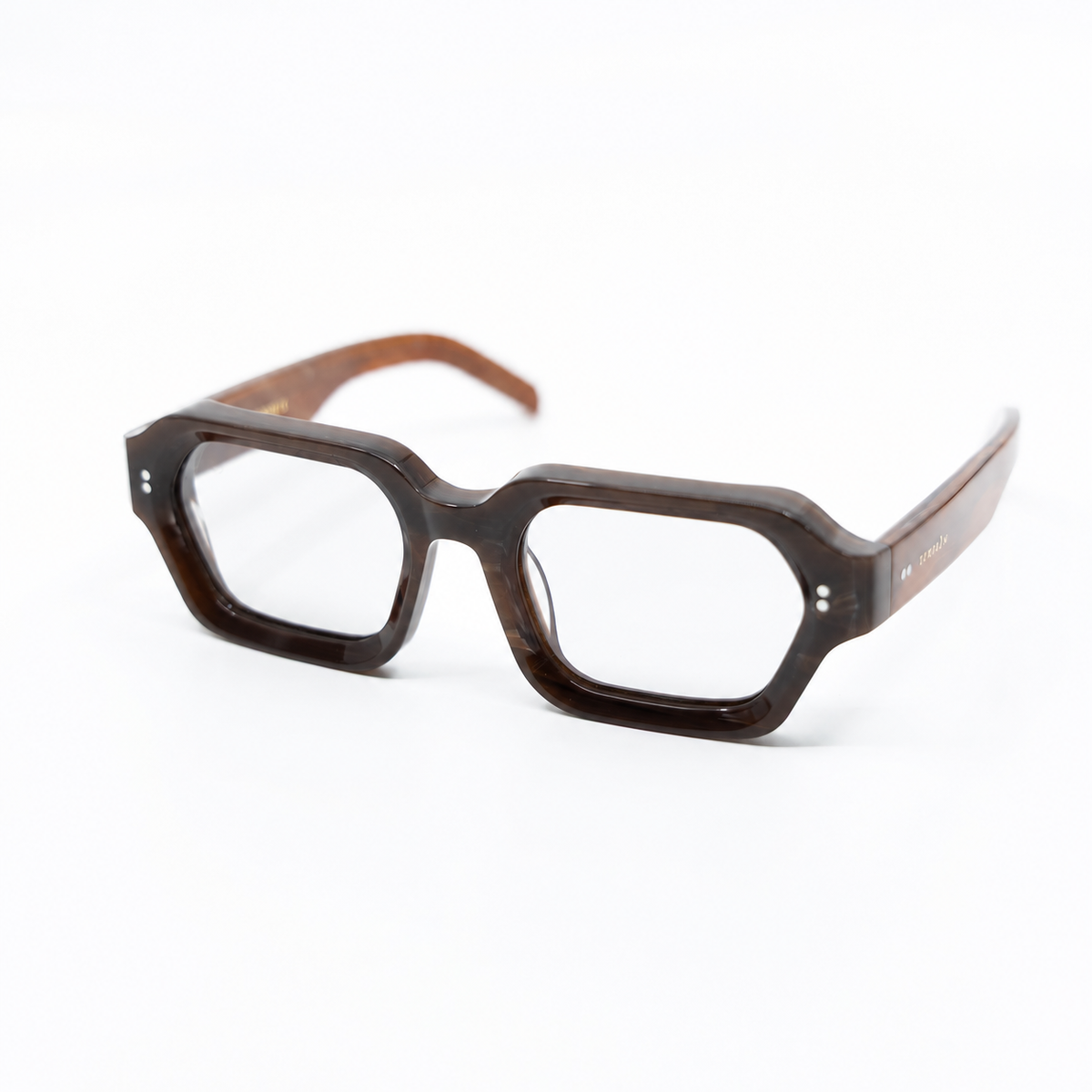 .925 Brown optical frame by Taxxon — 45° view